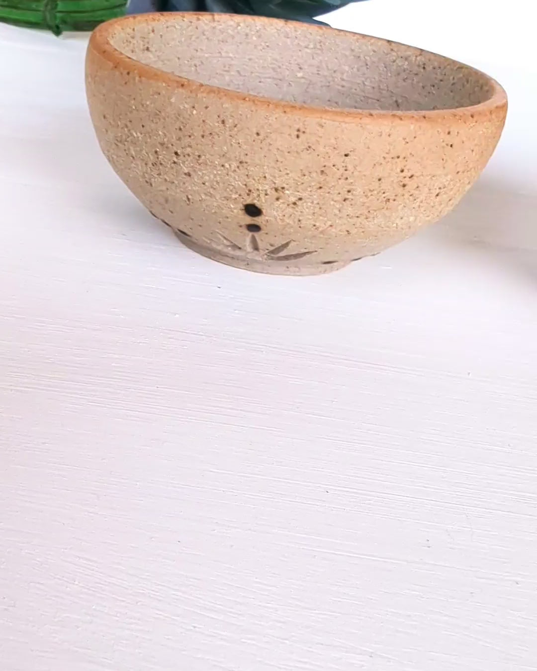 Video of set of 3 small jewelry dishes, handmade stoneware pottery with southwestern dot design by Rebellenhaus